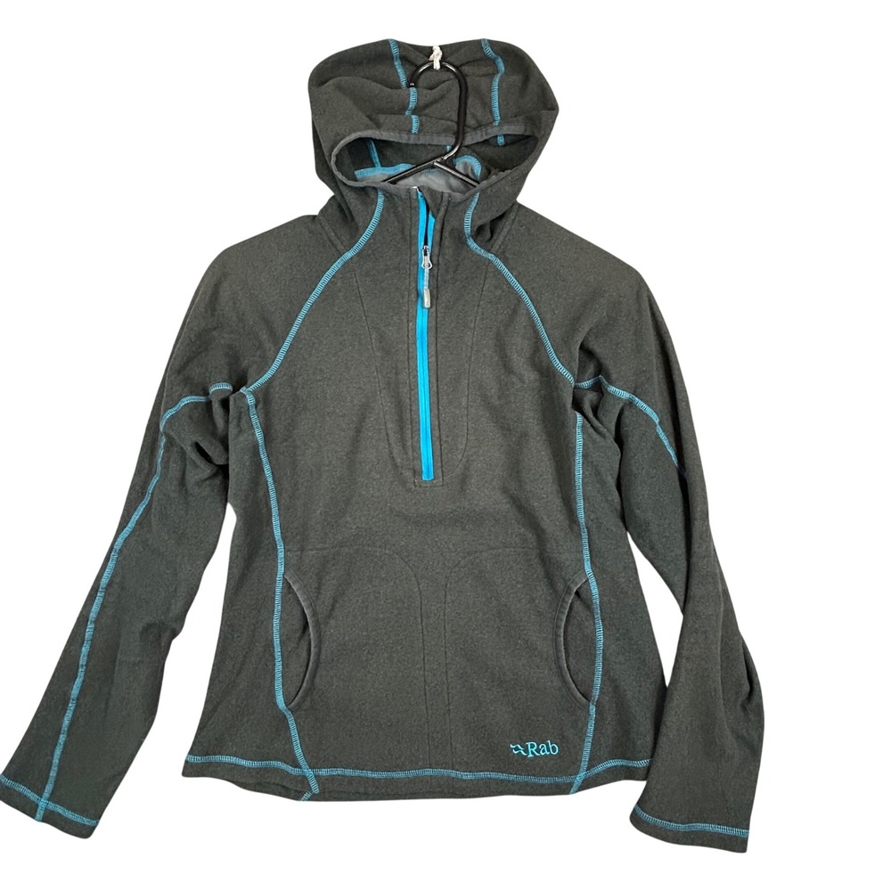 Rab Women's Charcoal Gray Fleece‎ Pullover Hoodie Quarter Zip Outdoor Size S
